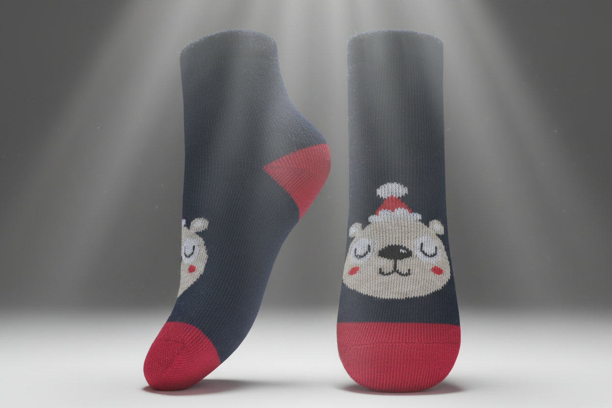 Зимові високі Теплі дитячі шкарпетки 'Ведмедик' темно сині