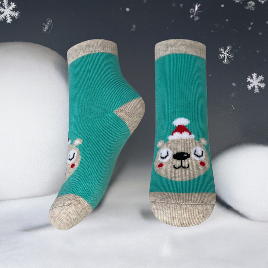 Зимові високі Теплі дитячі шкарпетки 'Ведмедик' м'ятні